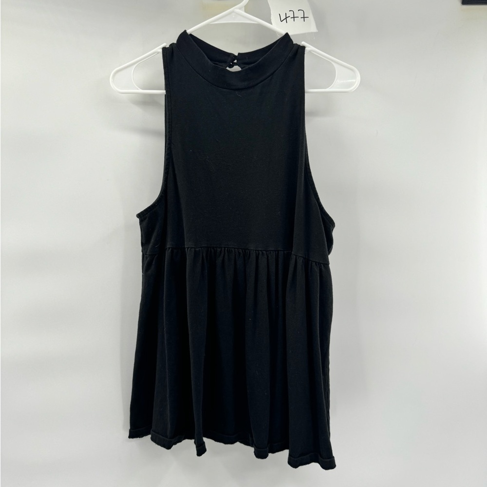 Free people black babydoll top blouse open back size M